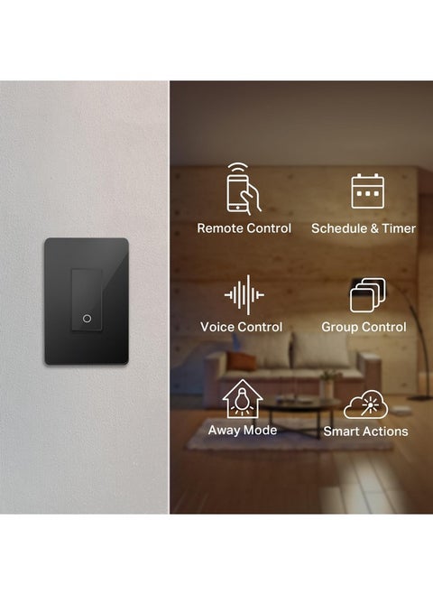 Kasa Smart Light Switch HS200-BL, Single Pole,Neutral Wire Required, 2.4GHz Wi-Fi Light Switch Compatible with Alexa and Google Home, UL Certified, No Hub Required, Black