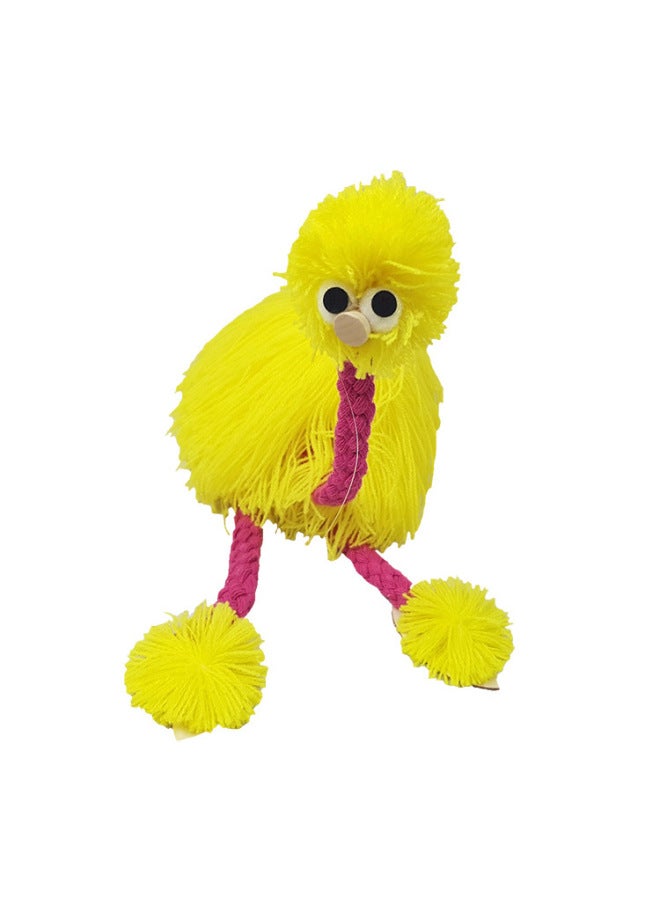 Folk Traditional Handmade Puppet Playhouse Toy Pull-up Puppet Children's Educational Leisure Toys Ostrich-Color:Yellow-Specifications:36x20x4 - Image 1