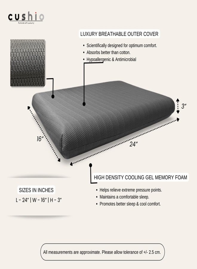 Cushio™ Memory Foam Pillow - Orthopedic Bed Pillow - Size 24"x16"3" inches (Pack of 3) - Pain Relief & Plush Comfort - Experience The Best - Free Pllow Cover (Grey) - Image 3