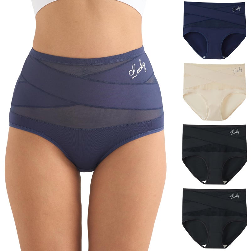 newnice High Waisted Underwear for Women Tummy Control Panties 4 Pack Soft Breathable Briefs Full Coverage Postpartum Support - Image 1