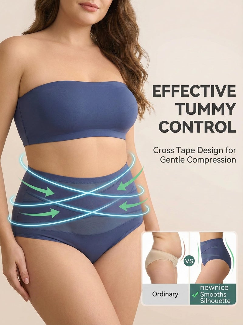 newnice High Waisted Underwear for Women Tummy Control Panties 4 Pack Soft Breathable Briefs Full Coverage Postpartum Support - Image 3
