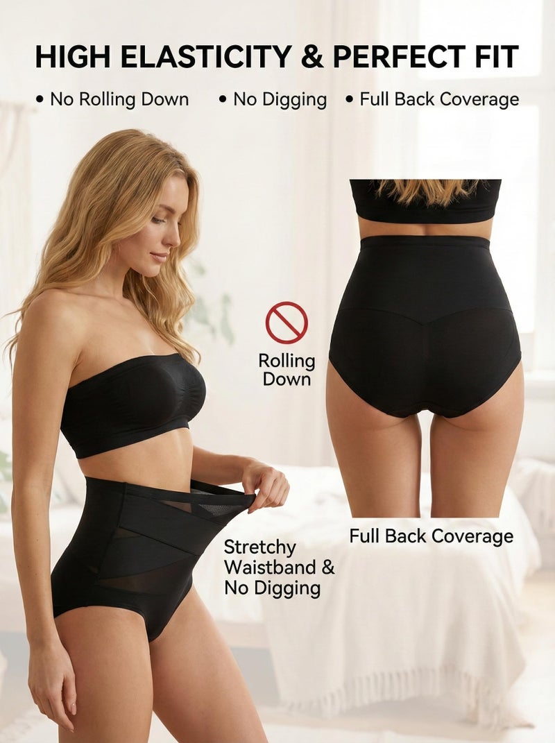 newnice High Waisted Underwear for Women Tummy Control Panties 4 Pack Soft Breathable Briefs Full Coverage Postpartum Support - Image 4