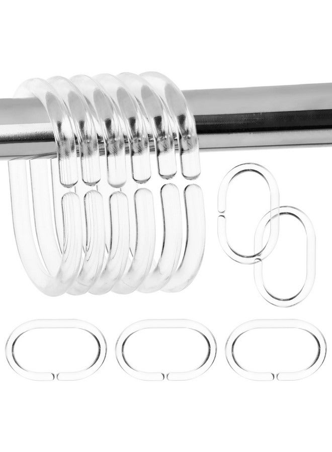 Beauenty 24 Pcs Shower Curtain Rings, Plastic Hooks C-shaped Shower Curtain Hooks Rings White Transparent Strong Sturdy Hook Hanger for Home Hotel Bathroom Shower  - Image 1