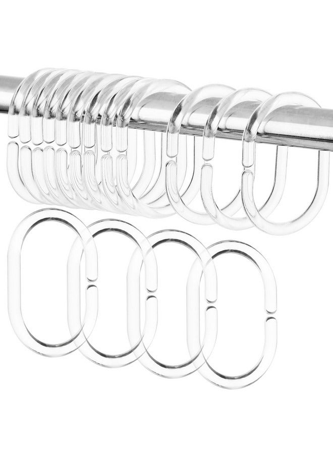 Beauenty 24 Pcs Shower Curtain Rings, Plastic Hooks C-shaped Shower Curtain Hooks Rings White Transparent Strong Sturdy Hook Hanger for Home Hotel Bathroom Shower  - Image 2