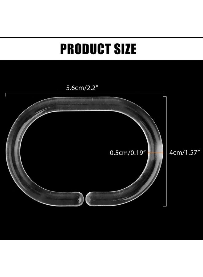 Beauenty 24 Pcs Shower Curtain Rings, Plastic Hooks C-shaped Shower Curtain Hooks Rings White Transparent Strong Sturdy Hook Hanger for Home Hotel Bathroom Shower  - Image 3