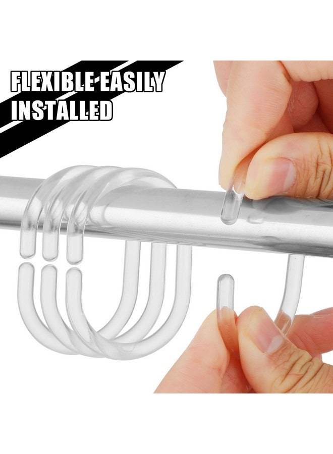 Beauenty 24 Pcs Shower Curtain Rings, Plastic Hooks C-shaped Shower Curtain Hooks Rings White Transparent Strong Sturdy Hook Hanger for Home Hotel Bathroom Shower  - Image 5