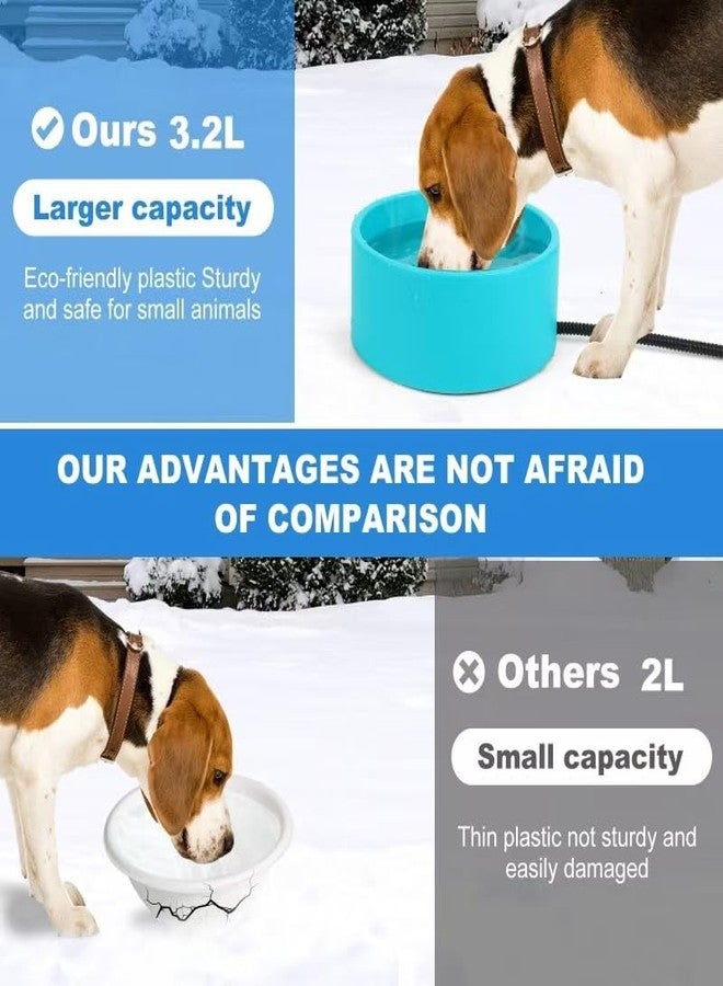 Berverra Heated Water Bowl for Cats Dogs Outside, 3.2L Winter Heated Dog Water Dish, Heated Dog Water Bowl Outdoor, Thermostatic Control Anti-freeze Heated Pet Water Bowl for Chicken,Duck,Goose,Rabbit - Image 4