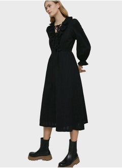 WAREHOUSE Ruffle Tie Detail Dress  - Image 1