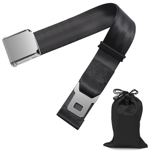Coolrunner Airplane Seat Belt Extender, Adjustable 7-32" Airplane Seatbelt Extender Fits Most Airlines Free Carrying Case Black(Cannot be Used for a Car) (one fit most) - Image 1