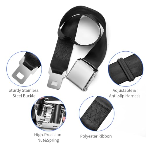 Coolrunner Airplane Seat Belt Extender, Adjustable 7-32" Airplane Seatbelt Extender Fits Most Airlines Free Carrying Case Black(Cannot be Used for a Car) (one fit most) - Image 3