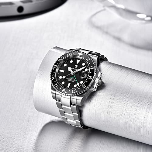 PAGRNE DESIGN ساعة رجال باجاني ديزاين GMT للرجال أوتوماتيكية 40MM تاريخ 100M مقاومة للماء من الفولاذ المقاوم للصدأ زجاج ياقوتي ميكانيكية - Image 3
