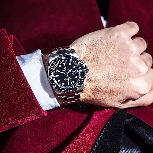 PAGRNE DESIGN ساعة رجال باجاني ديزاين GMT للرجال أوتوماتيكية 40MM تاريخ 100M مقاومة للماء من الفولاذ المقاوم للصدأ زجاج ياقوتي ميكانيكية - Image 2