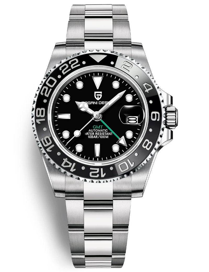 PAGRNE DESIGN ساعة رجال باجاني ديزاين GMT للرجال أوتوماتيكية 40MM تاريخ 100M مقاومة للماء من الفولاذ المقاوم للصدأ زجاج ياقوتي ميكانيكية - Image 1