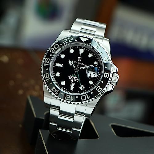 PAGRNE DESIGN ساعة رجال باجاني ديزاين GMT للرجال أوتوماتيكية 40MM تاريخ 100M مقاومة للماء من الفولاذ المقاوم للصدأ زجاج ياقوتي ميكانيكية - Image 5