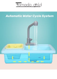 tornado gold Kitchen Sink Toys Early Education Simulation Dishwasher Automatic Water Cycle Electric Water Discharge Function Children's Kitchen Dishwasher Toys  - Image 3