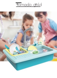tornado gold Kitchen Sink Toys Early Education Simulation Dishwasher Automatic Water Cycle Electric Water Discharge Function Children's Kitchen Dishwasher Toys  - Image 4