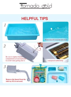 tornado gold Kitchen Sink Toys Early Education Simulation Dishwasher Automatic Water Cycle Electric Water Discharge Function Children's Kitchen Dishwasher Toys  - Image 5