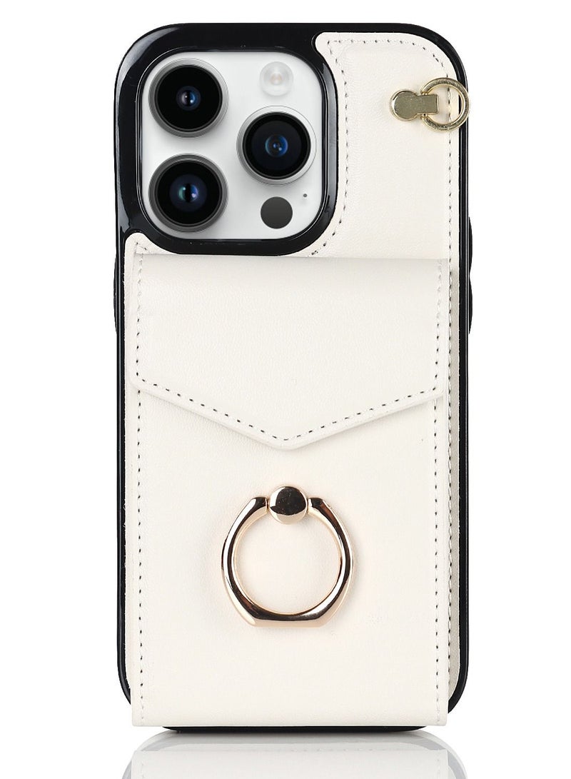 Suteni Back Cover Leather Ring Buckle Card Slots Phone Case for iPhone - Image 1