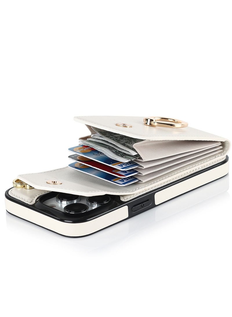 Suteni Back Cover Leather Ring Buckle Card Slots Phone Case for iPhone - Image 3