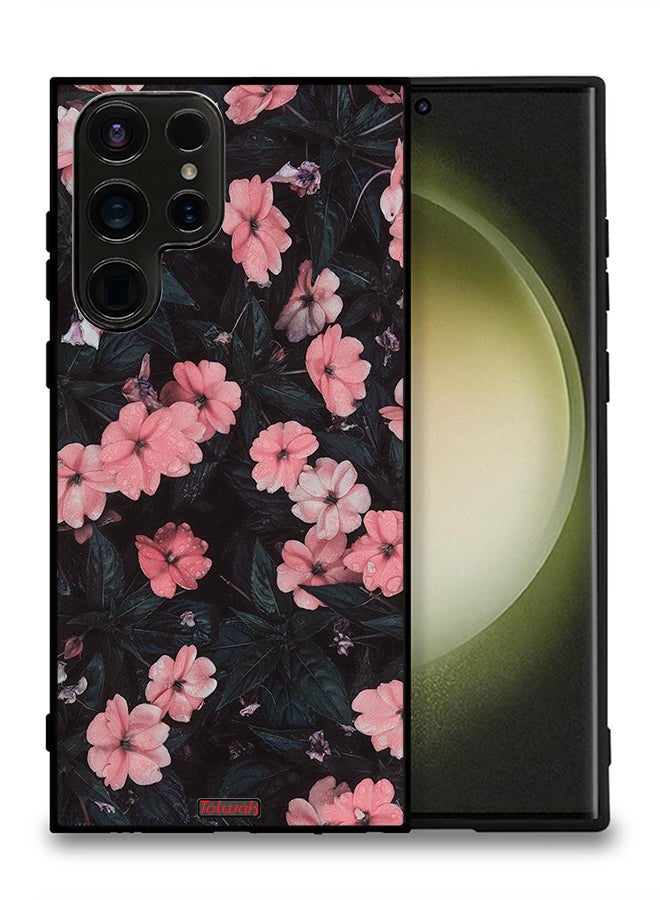 Tolwak Samsung Galaxy S23 Ultra 5G Protective Case Cover Peach Small Roses - Image 1