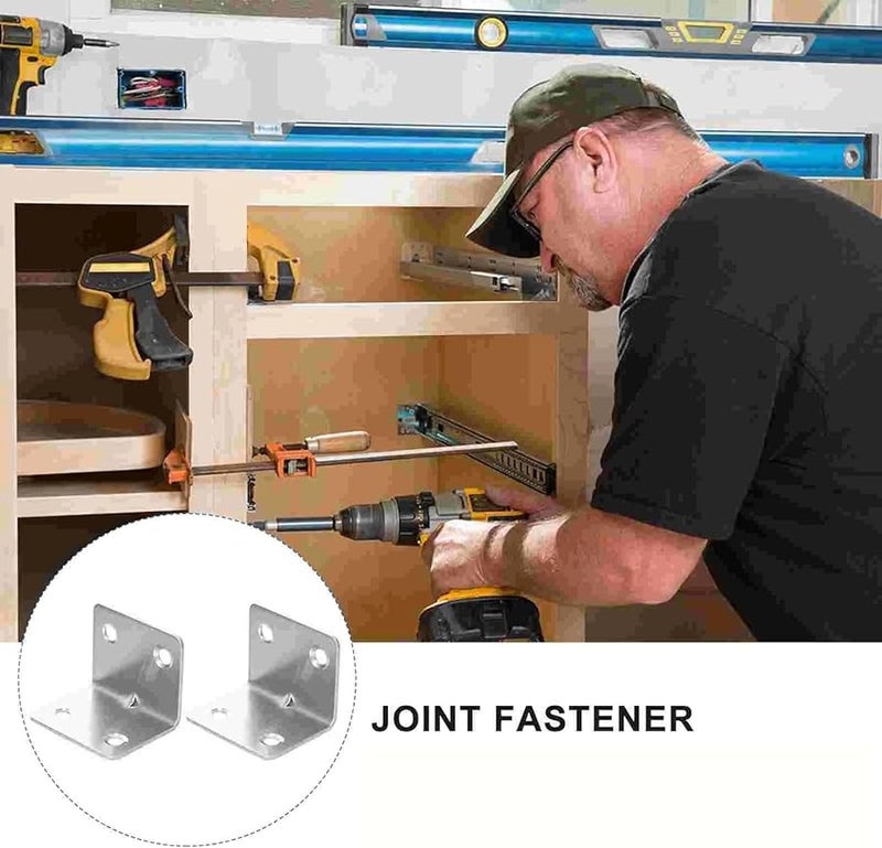 50Pcs Heavy Duty Corner Brackets with Screws for Furniture Shelves Cabinet Drawer - Image 4