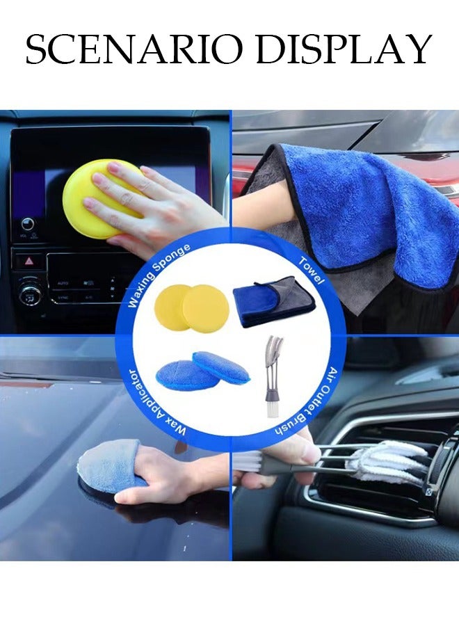 DUNISO 26 Pieces Drill Brush Attachment Set, Wash Mitt Sponge Towels Tire Brush Duster Complete Interior Car Care Kit Drill Cleaning Brush for Wheel Brush for Bathroom, Floor, Bathtub, Car - Image 5