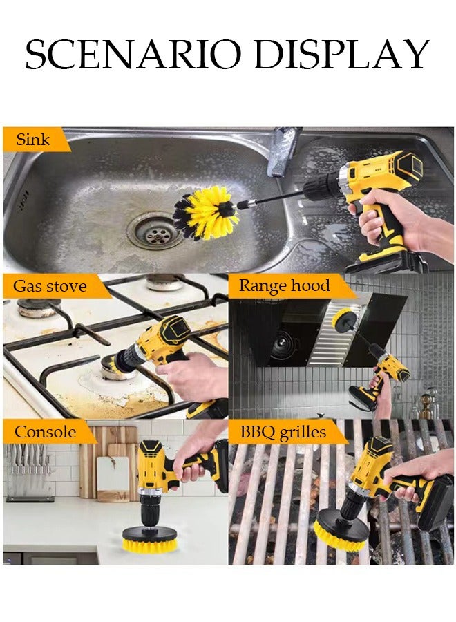 DUNISO 26 Pieces Drill Brush Attachment Set, Wash Mitt Sponge Towels Tire Brush Duster Complete Interior Car Care Kit Drill Cleaning Brush for Wheel Brush for Bathroom, Floor, Bathtub, Car - Image 3