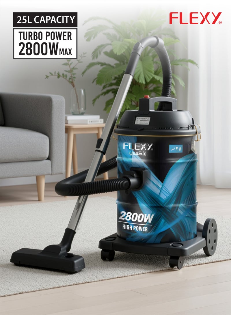 Flexy Powerful Vacuum Cleaner: 360° Rotary Wheels, Multi-Filtration System, Dust Full Indicator, Wind-Blow Function, 25L Iron Tank, 2800W, Low Noise, 2-Year Warranty Included. - Image 3