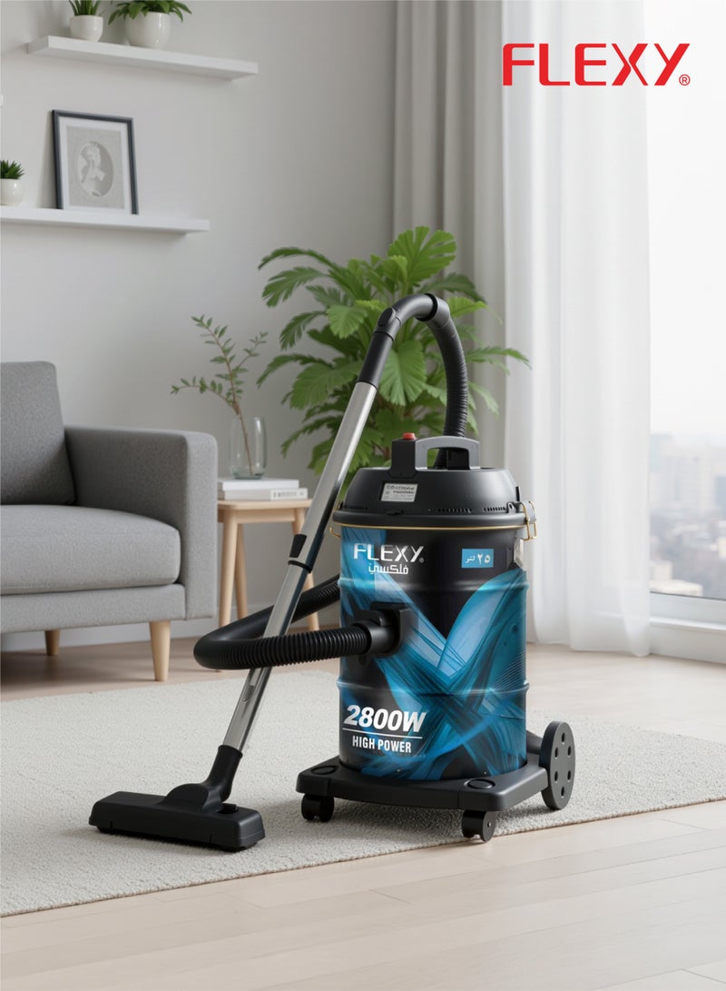 Flexy Powerful Vacuum Cleaner: 360° Rotary Wheels, Multi-Filtration System, Dust Full Indicator, Wind-Blow Function, 25L Iron Tank, 2800W, Low Noise, 2-Year Warranty Included. - Image 2