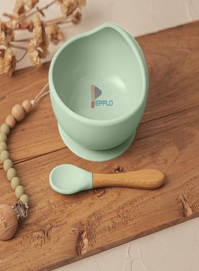 pepplo Silicone Baby Bowls with Suction Stay Put Silicone Food Bowl for Babies Kids Toddlers Infants Baby Led Weaning Spoon Baby Utensils Baby Self-Feeding Bowls with Spoon (Green) - Image 4