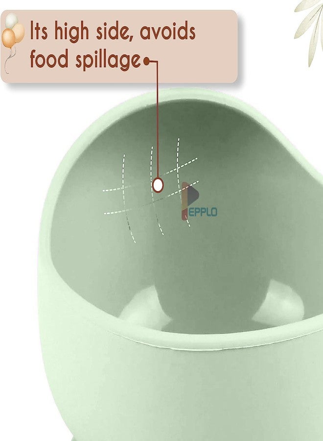 pepplo Silicone Baby Bowls with Suction Stay Put Silicone Food Bowl for Babies Kids Toddlers Infants Baby Led Weaning Spoon Baby Utensils Baby Self-Feeding Bowls with Spoon (Green) - Image 5