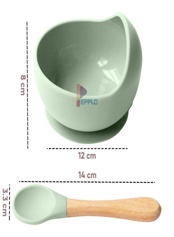 pepplo Silicone Baby Bowls with Suction Stay Put Silicone Food Bowl for Babies Kids Toddlers Infants Baby Led Weaning Spoon Baby Utensils Baby Self-Feeding Bowls with Spoon (Green) - Image 2
