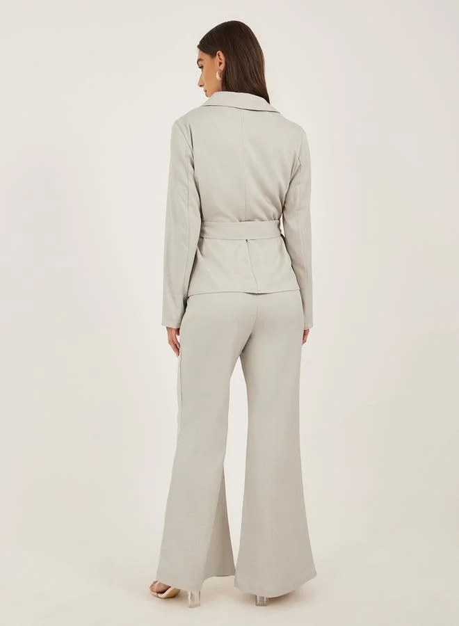 Take Two Long Sleeve Double-Breasted Blazer Jacket with Wide Leg Pants Co-Ords by Styli