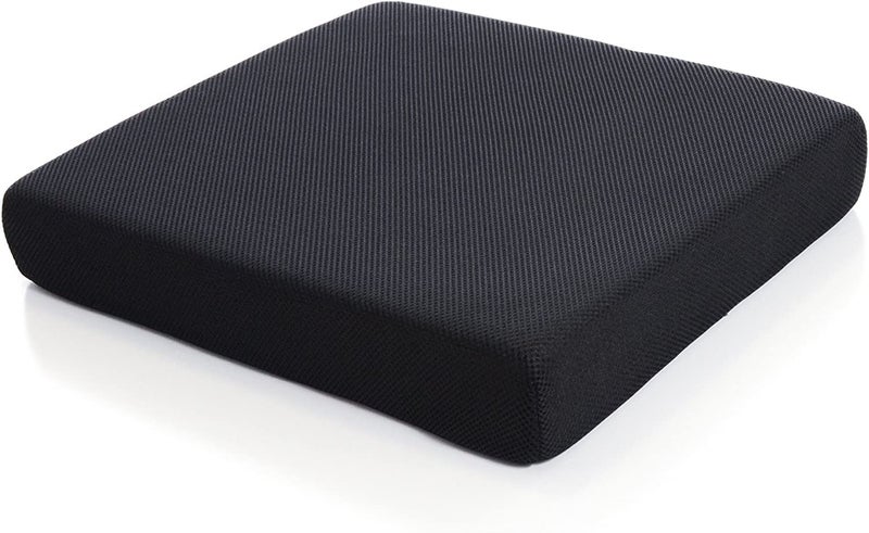9villa Orthopedic Memory Foam Seat Cushion Perfect For Office Chair And Wheelchair Seat Pads For Office, Car, Home, Floor Helps in Back Pain Relief With Mesh Cover (18"x18"x3" Inch),Black - Image 1