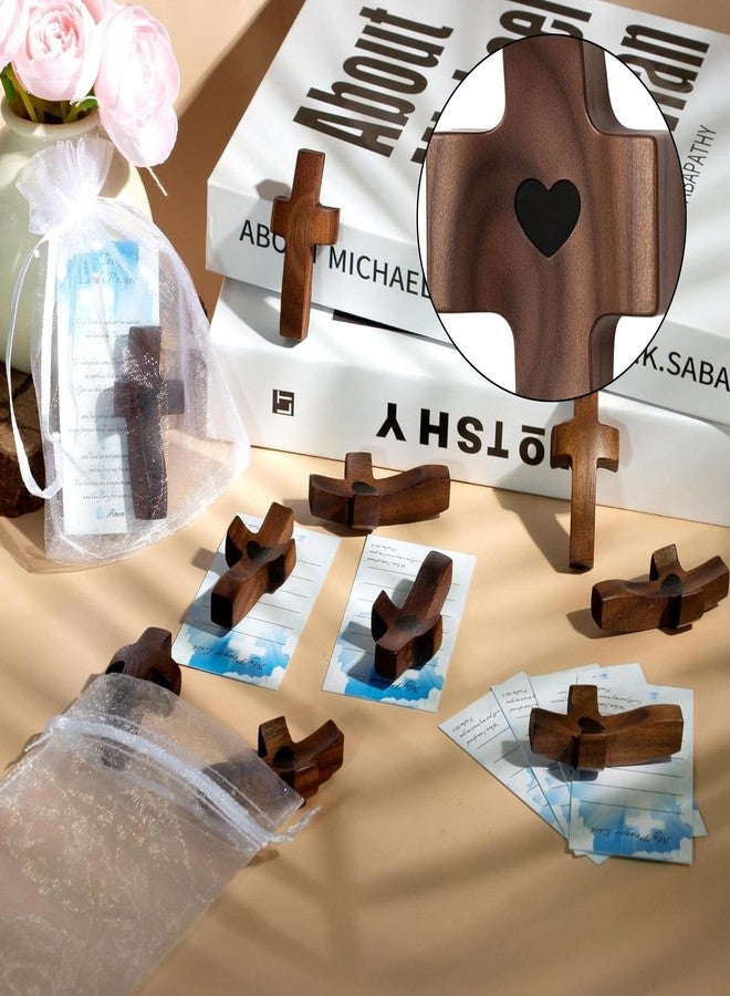 Suny Smiling 10pcs Handmade Wooden Cross, Cross My Heart,Solid Walnut,Stress Relief Fidget, Handheld Wood Small Fingertip Stress Relief Religious Gifts For Prayer, Easter, First Communion Gifts - Image 4