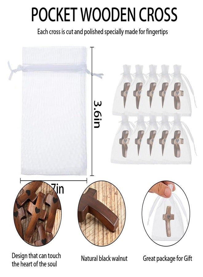 Suny Smiling 10pcs Handmade Wooden Cross, Cross My Heart,Solid Walnut,Stress Relief Fidget, Handheld Wood Small Fingertip Stress Relief Religious Gifts For Prayer, Easter, First Communion Gifts - Image 3