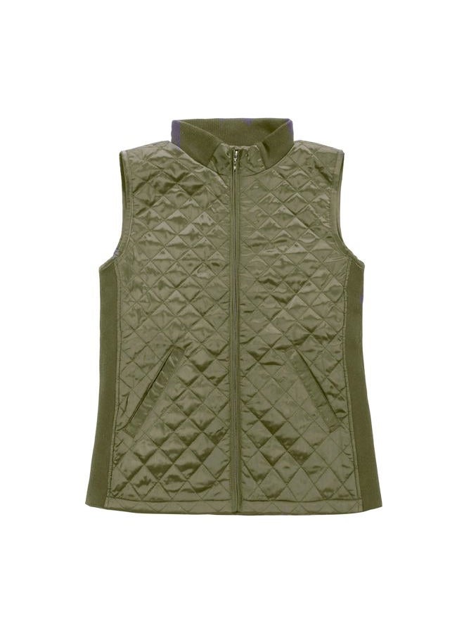 Bienzoe Women Quilted Casual Vest: Lightweight Sleeveless Jacket Green M - Image 1