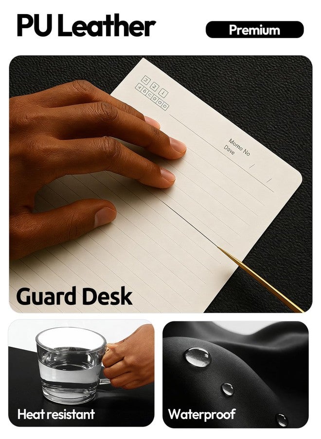 YSAGi Leather Desk Protector, Office Mat, Large Mouse Mat, Non-Slip PU Leather Blotter, Laptop Pad, Waterproof Writing Pad for Office and Home (Black, 47" x 17") - Image 3
