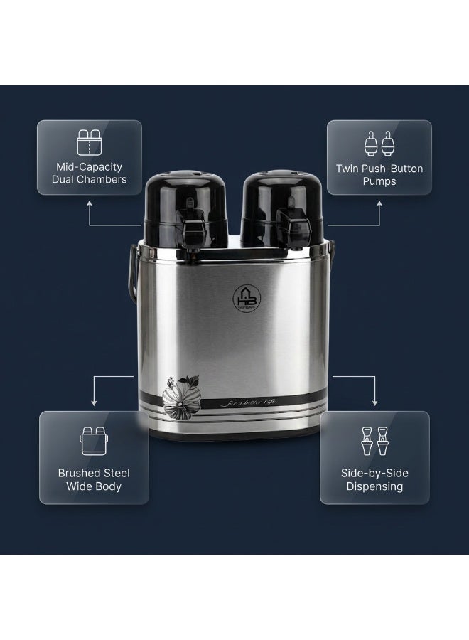 HB Double Vacuum Flask (1.3L + 1.3L )2 in 1 Set Thermos / Vacuum Insulated Glass Inner - Image 4