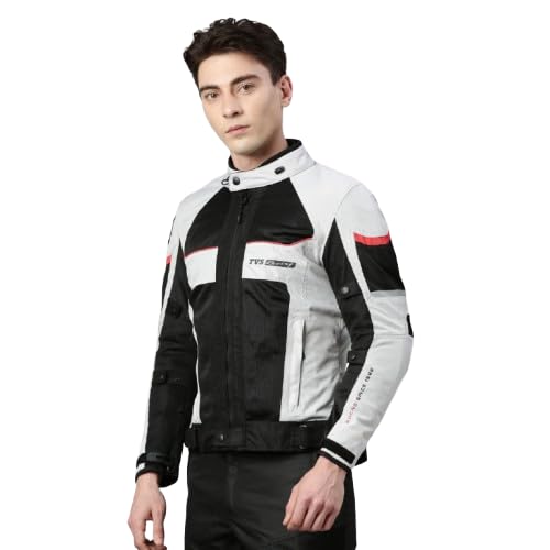 TVS Riding Jacket with Impact Resistance& High Abrasion, Challenger 3-Layer with All Weather Adaptability, CE Level 2 Armour Protection- Bike Jackets for Men, Tailored Comfort - (White-XL) - Image 4