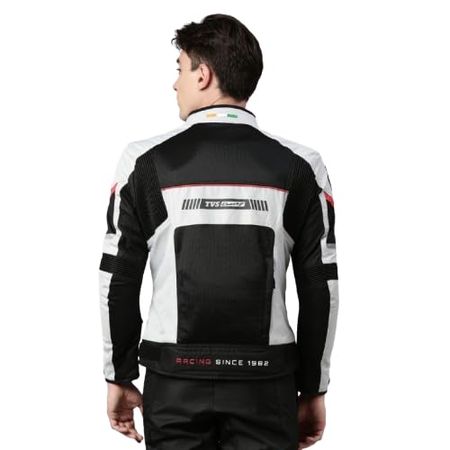 TVS Riding Jacket with Impact Resistance& High Abrasion, Challenger 3-Layer with All Weather Adaptability, CE Level 2 Armour Protection- Bike Jackets for Men, Tailored Comfort - (White-XL) - Image 2