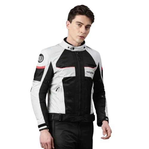 TVS Riding Jacket with Impact Resistance& High Abrasion, Challenger 3-Layer with All Weather Adaptability, CE Level 2 Armour Protection- Bike Jackets for Men, Tailored Comfort - (White-XL) - Image 3