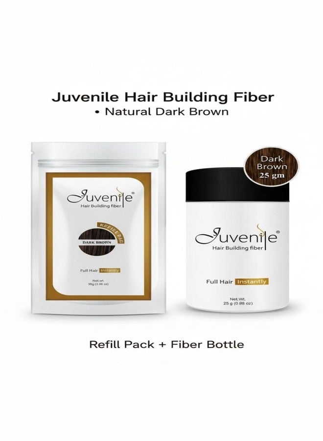 جوفينايل ألياف كيراتين بنية اللون لتقوية الشعر للرجال والنساء، 25 غرام من الألياف مع 30 غرام من مسحوق التعبئة لإعادة تكثيف الشعر في منطقة خط الشعر الخفيف ومناطق الصلع. - Image 5