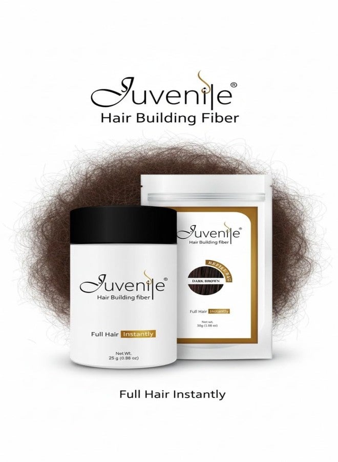جوفينايل ألياف كيراتين بنية اللون لتقوية الشعر للرجال والنساء، 25 غرام من الألياف مع 30 غرام من مسحوق التعبئة لإعادة تكثيف الشعر في منطقة خط الشعر الخفيف ومناطق الصلع. - Image 4