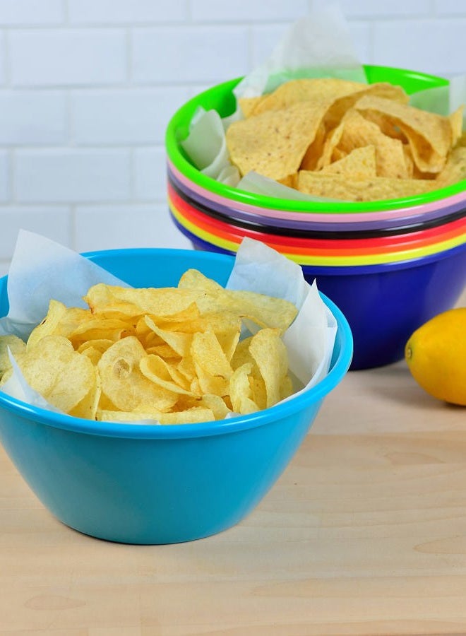 Youngever 9 inch 80 Ounce Plastic Mixing and Serving Bowls, Popcorn Bowls, Salad Bowls, Chip and Dip Serving Bowls, Set of 9 (Rainbow) - Image 3