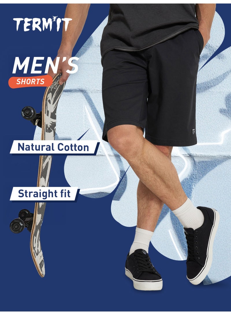 Termit شورتات رجالية سوداء، تيرميت، محتوى قطن عالي، حبل سحب قابل للتعديل، 3 جيوب، مريحة وقابلة للتنفس لصيف المدينة - Image 2
