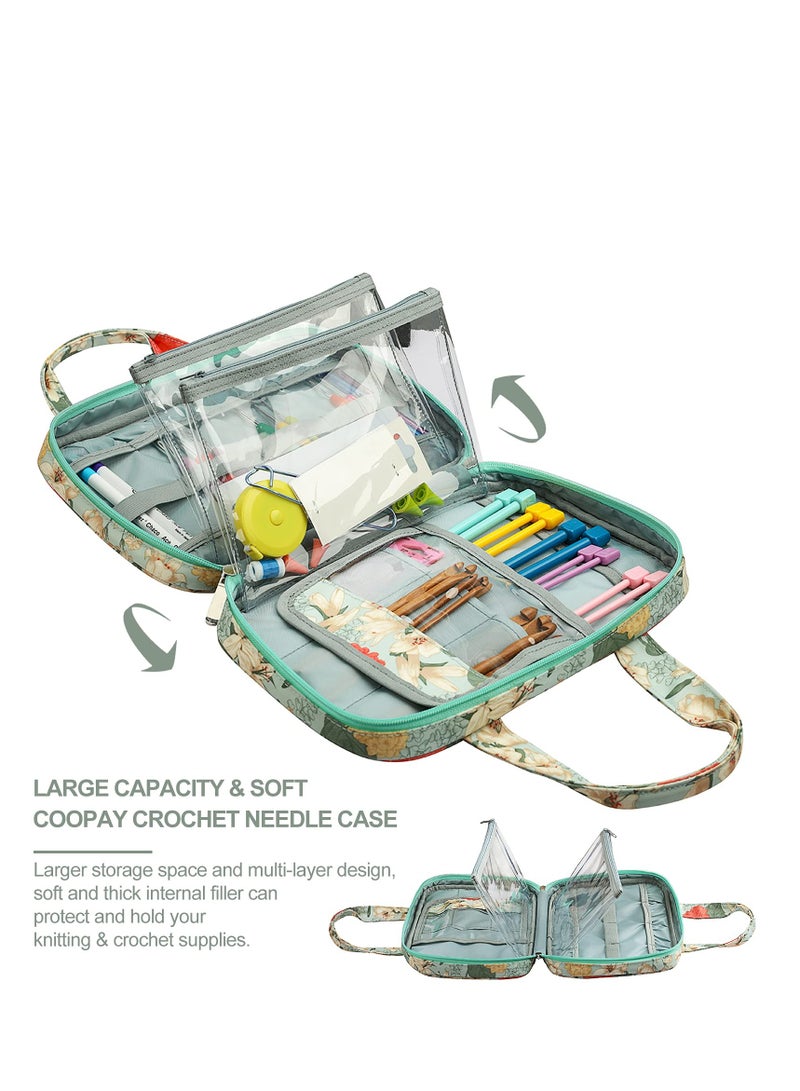 SYOSI Crochet Hook Case, Large Knitting Needle Case with Handle, Crochet Hook Organizer Portable Travel Storage Bag, Fits All Ergonomic Crochet Hooks Set, Knitting Needles, Knitting Crochet Supplies - Image 3