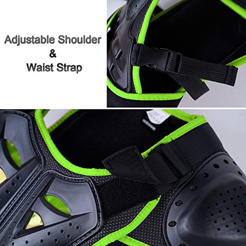Seahouse kids Youth Dirt Bike Body Chest Spine Protector Vest Gear Motocross Skiing Protect Sport, Green, Medium - Image 3