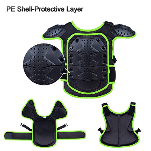 Seahouse kids Youth Dirt Bike Body Chest Spine Protector Vest Gear Motocross Skiing Protect Sport, Green, Medium - Image 4
