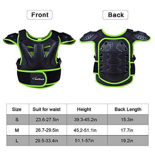 Seahouse kids Youth Dirt Bike Body Chest Spine Protector Vest Gear Motocross Skiing Protect Sport, Green, Medium - Image 5